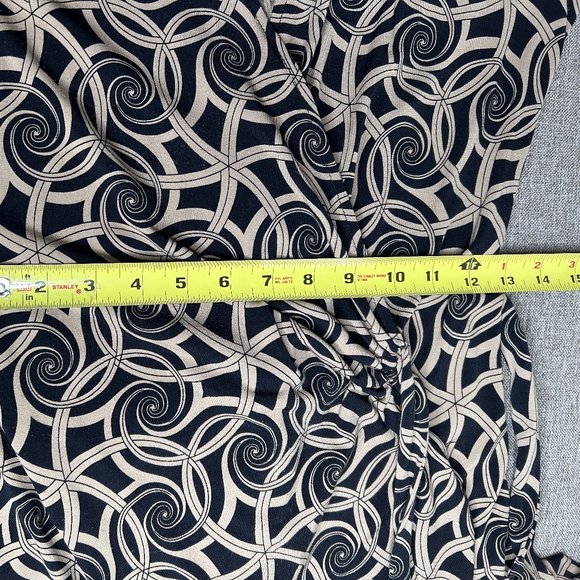 London Times Wrap Around Dress Women's 8 Black Brown Abstract Spiral Party - Picture 13 of 16